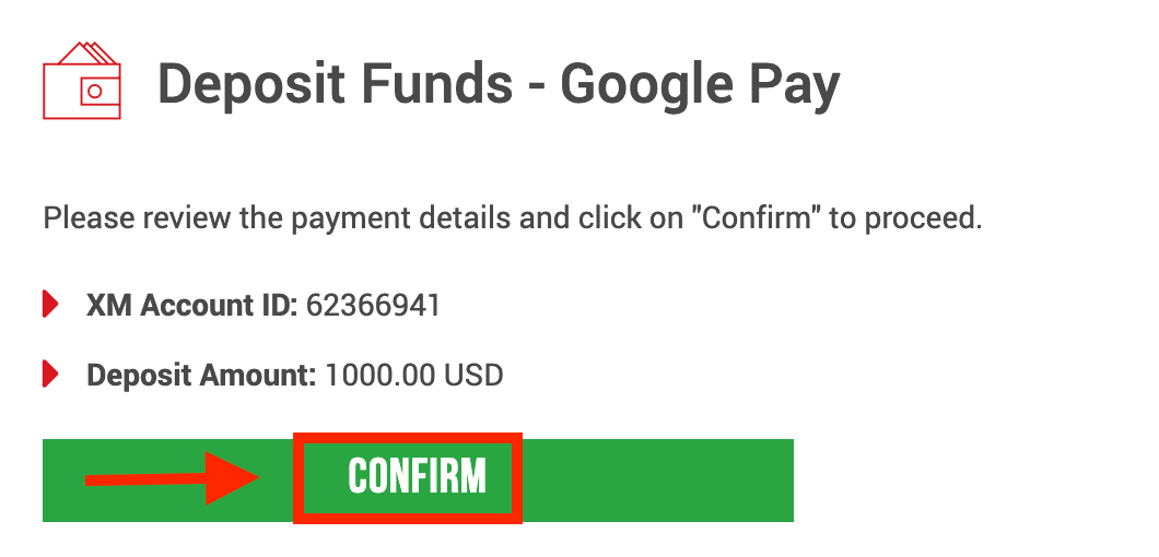 Google Pay ကို အသုံးပြု. XM တွင်ငွေသွင်းခြင်း Google Pay ကို အသုံးပြု. XM တွင်ငွေသွင်းခြင်း
